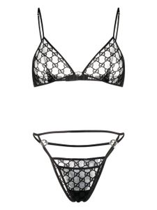 Gucci ensemble de lingerie en tulle à logo GG - Noir