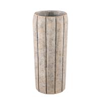 Imani Taupe cement pot hoog met strepen L.
