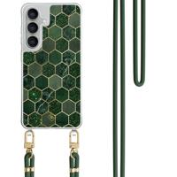 Samsung Galaxy S25 FE hoesje met groen koord - Kubus groen