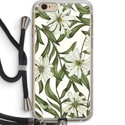 Wit bloemenpatroon: iPhone 6 PLUS / 6S PLUS Transparant Hoesje met koord