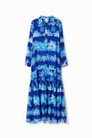 Lange overhemdjurk bladeren Stella Jean - BLUE - L