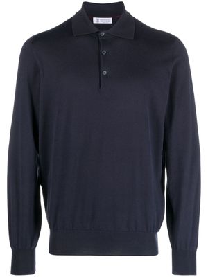 Brunello Cucinelli polo à manches longues - Bleu