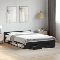 Bedframe met lades bewerkt hout zwart 150x200 cm