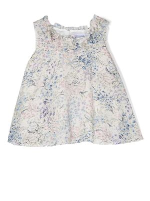 Simonetta blouse sans manches à fleurs - Blanc