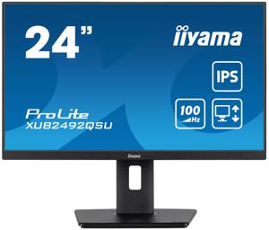 Iiyama ProLite XUB2492QSU-B1 LED-monitor Energielabel F (A - G) 61 cm (24 inch) 2560 x 1440 Pixel 16:9 0.5 ms HDMI, DisplayPort, USB 3.2 Gen 1, USB-C USB 3.2