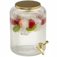 Glazen drank dispenser 5 liter met gouden metalen kraantje