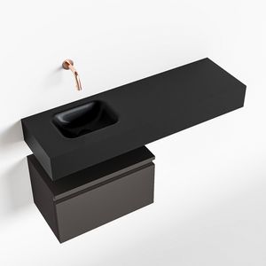 Toiletmeubel Mondiaz Andor | 100 cm | Meubelkleur Dark grey | Lex vrijhangend wastafel Urban Links | Zonder kraangat