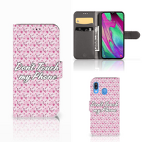 Samsung Galaxy A40 Portemonnee Hoesje Flowers Pink DTMP - thumbnail