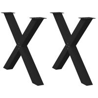 Eettafelpoten 2 st X-vormig 90x(72-73) cm staal zwart