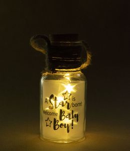 Glazen Lichtgevende Pot 'Baby Boy'
