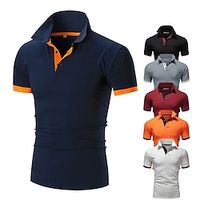 Voor heren Golfshirt Polo Casual Sport Klassiek Korte mouw Basic Casual Effen Kleur Effen Knoop voorzijde Zomer Lente Normale pasvorm Appel Groen Licht Roze Goudgeel Meerblauw Geel en marine Zwart Lightinthebox