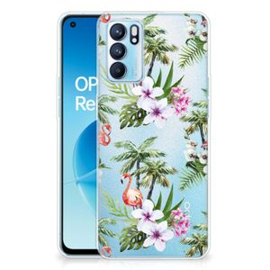 OPPO Reno 6 5G TPU Hoesje Flamingo Palms