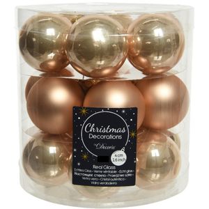 36x stuks kleine glazen kerstballen toffee bruin 4 cm mat/glans