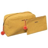 5Five Toilettas/make-up/opberg tasjes - 2x stuks - geel - reis/vakantie - make-up etui