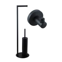 Fortifura Calvi vrijstaande toiletrolhouder met toiletborstel - met handoekhaak - mat zwart SW1189058/SW639932