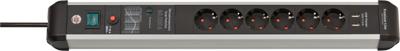 Brennenstuhl Premium-Protect-Line | 6 voudig | USB 3.1A | 3m | 60kA | ÜSS/Filter | 16A 1391010610