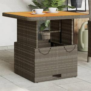 Tuintafel 80x80x71 cm poly rattan en acaciahout grijs