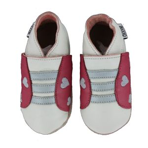 Oxxy babyslofjes wit fuchsia zilveren streep Maat