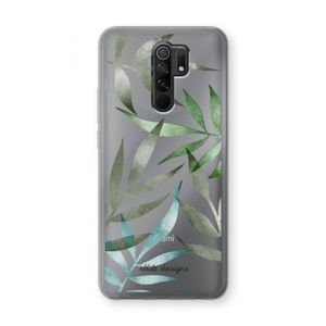 Tropical watercolor leaves: Xiaomi Redmi 9 Transparant Hoesje