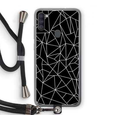 Geometrische lijnen wit: Samsung Galaxy A11 Transparant Hoesje met koord