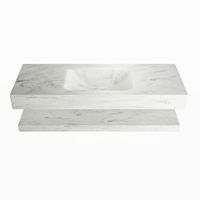 MONDIAZ ALAN-DLUX 120cm planchet Opalo. Vrijhangende wastafel CLOUD midden zonder kraangat, kleur Opalo.