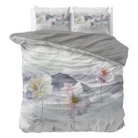 Dekbedovertrek Annique - Eenpersoons (140x200 cm) - Grijs Microvezel - Dessin: Bloemen - Sleeptime Essentials - Dekbed-Discounter.nl