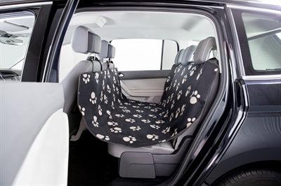 Trixie autodeken pootprint nylon / fleece zwart / beige