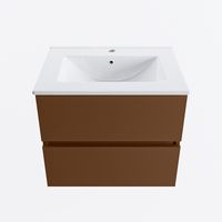 MONDIAZ VICA 60cm badmeubel onderkast Rust 2 lades. Wastafel DENIA midden 1 kraangat, kleur Glanzend Wit.