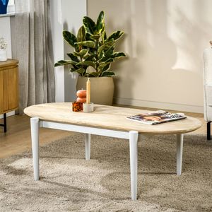 Haluta - Ovale Mango Salontafel Raf - 120 x 60 x 40 cm - Golden Pure