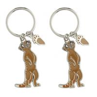 Nature Planet Sleutelhanger stokstaartje - 4x - metaal - 5 cm - cadeau artikelen
