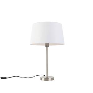 QAZQA Moderne tafellamp staal met witte kap 32 cm - Simplo