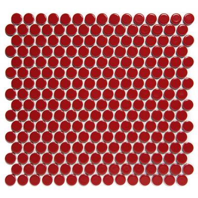 The Mosaic Factory Venice Pennyround Mozaiek Tegel Rond - Rood Porselein Geglazuurd 315x294 mm