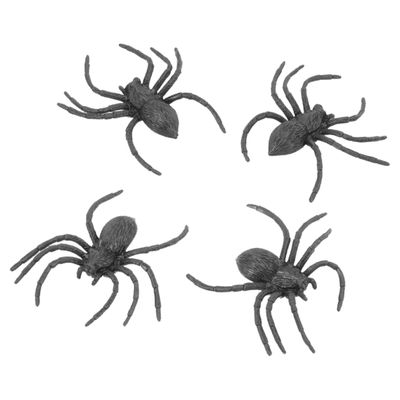 Nep spinnen/spinnetjes 9 cm - zwart - 4x stuks - Horror/griezel thema decoratie beestjes
