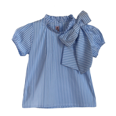 Phi blauw met wit gestreepte blouse