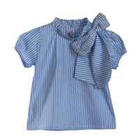 Phi blauw met wit gestreepte blouse