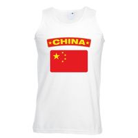 Singlet shirt/ tanktop Chinese vlag wit heren - thumbnail