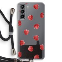 Framboosjes: Samsung Galaxy S21 Transparant Hoesje met koord