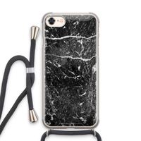 Zwart marmer: iPhone 8 Transparant Hoesje met koord