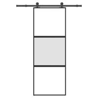 Schuifdeur met beslag 76x205 cm gehard glas en aluminium