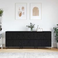 Dressoirs 3 pcs Zwart eiken 180 x 35 x 70 cm Bewerkt hout