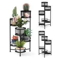 Metalen Plantenstandaard 6 Etages Draaibaar Design Bloementrap voor Potplanten Bloempothouder in Laddervorm (Zwart)