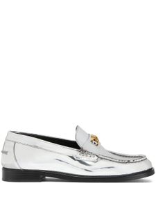 Versace mocassins en cuir à design métallisé - Argent