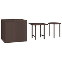 vidaXL Bijzettafels 3 st poly rattan bruin