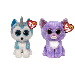 Ty - Knuffel - Beanie Boo's - Helena Husky & Cassidy Cat