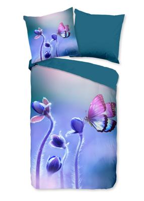 Pure Dekbedovertrek "bloemen en een vlinder" - Multi - (135x200 cm) - Microfiber