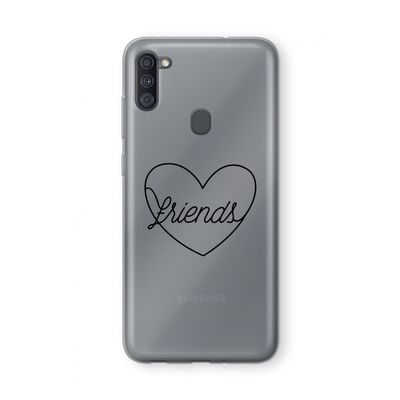 Friends heart black: Samsung Galaxy A11 Transparant Hoesje