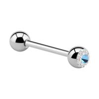 Barbell met Crystaline-balletje Chirurgisch Staal 316L Barbells