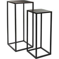 Mica Decorations BIjzettafels Goa - 2 stuks - metaal - zwart - 70 cm - plantenhouder/plantentafel