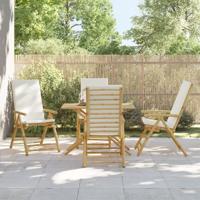 Tuinstoelen 4 st inklapbaar met kussens bamboe crèmewit