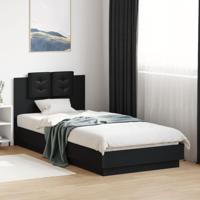Bedframe met hoofdbord en LED-verlichting zwart 100x200 cm
